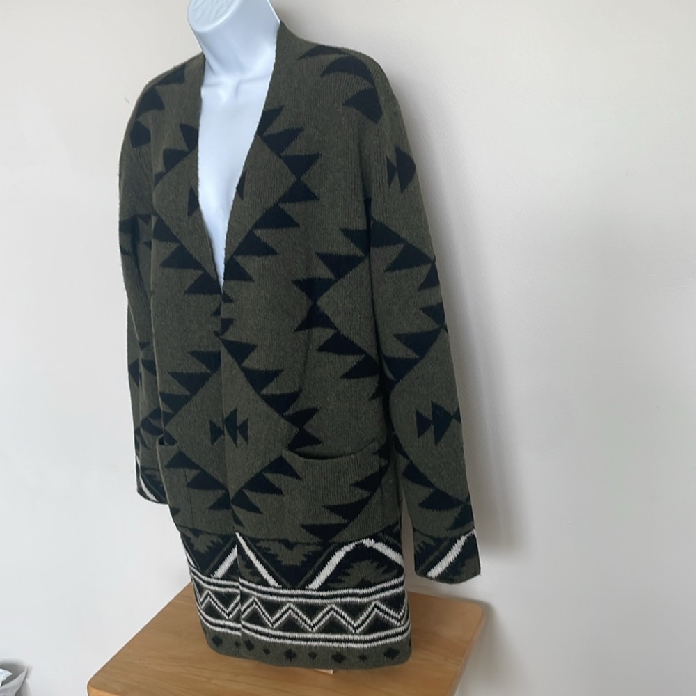 Frye Aztec Geometric Patterned Open Face Cardigan… - image 3